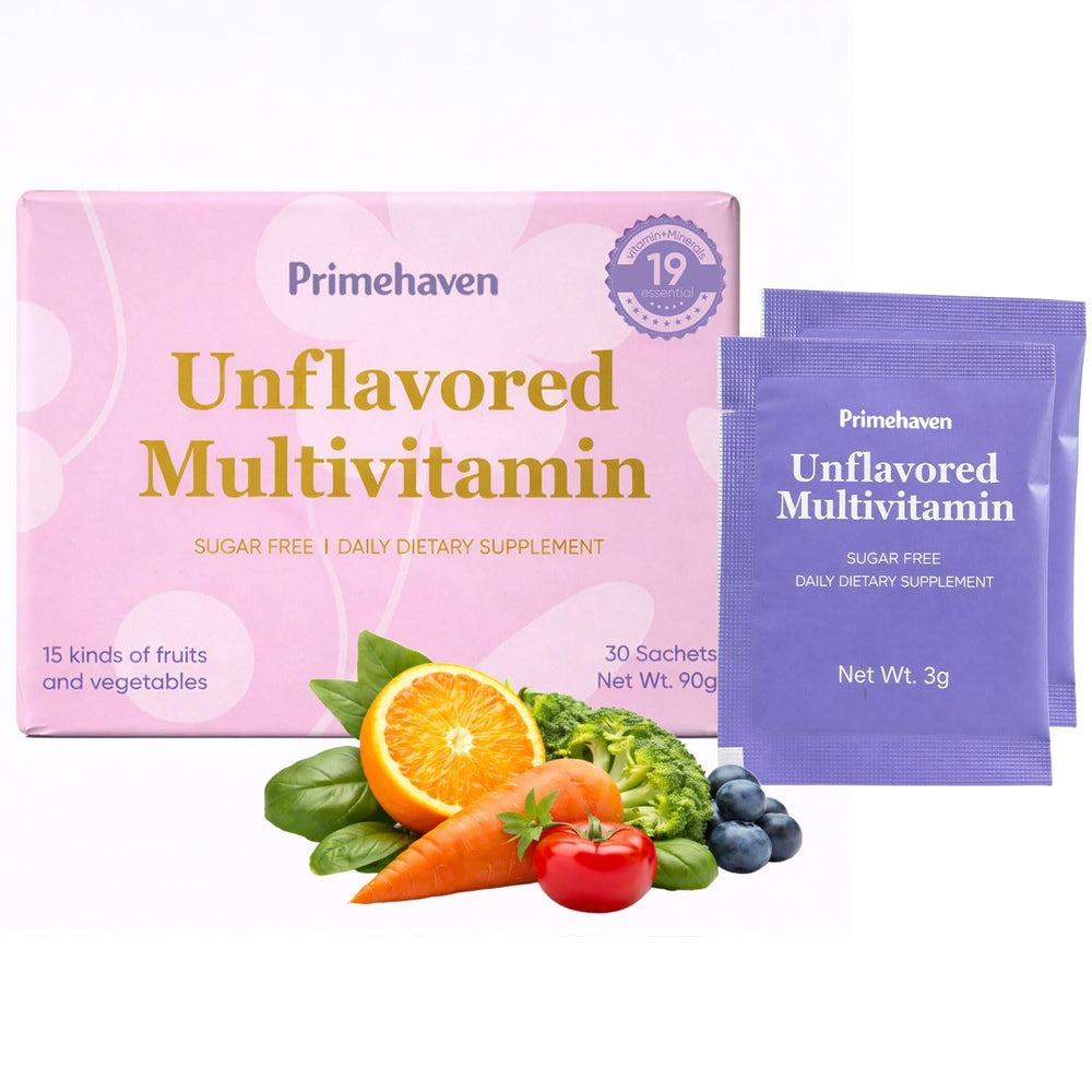 PRIMEHAVEN empaque frontal mostrando sobres y beneficios claros