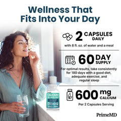 PrimeMD frasco en cocina junto a frutas para imagen de hábito sano