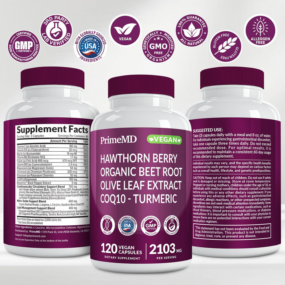 PrimeMD ingredientes botánicos dispuestos para mostrar la mezcla completa