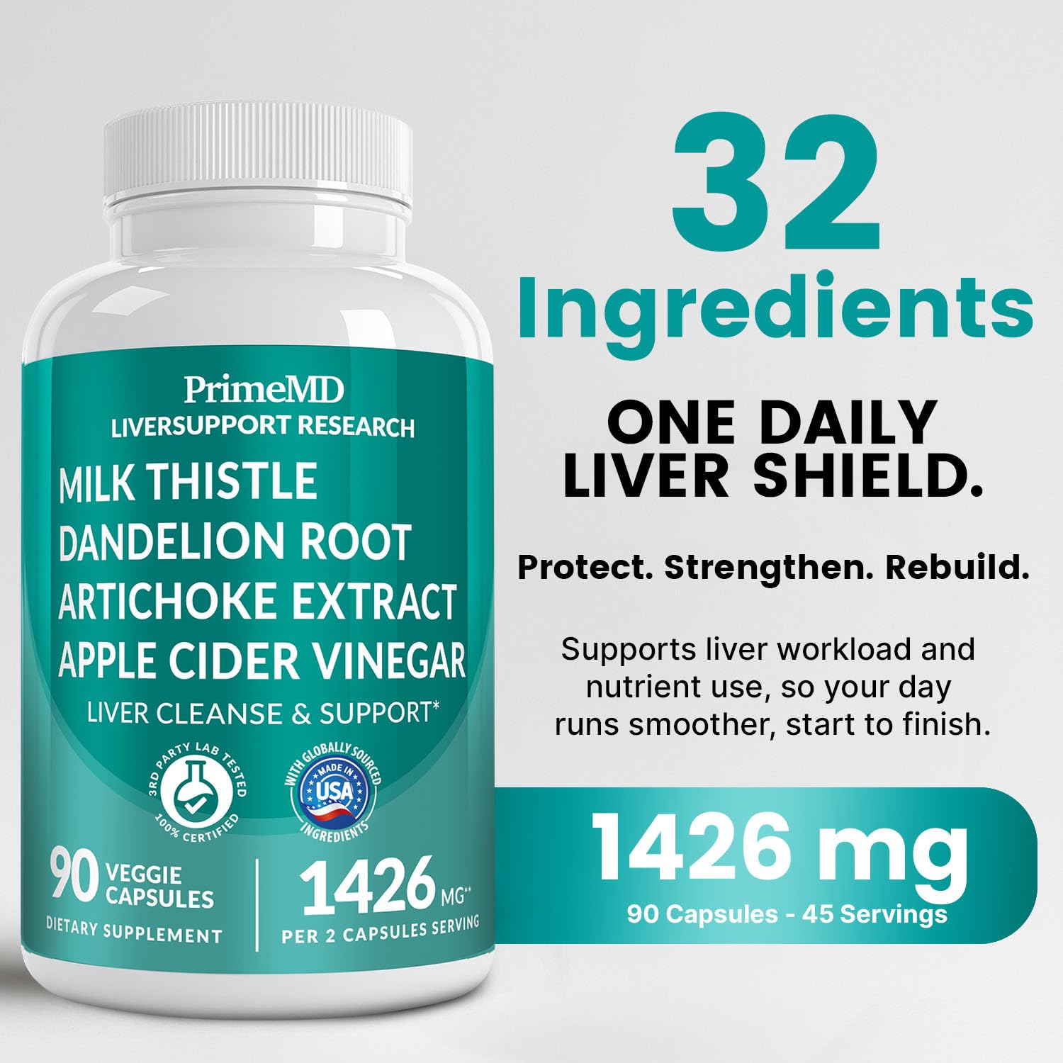 PrimeMD detalle de etiqueta enfatizando ingredientes clave y beneficios