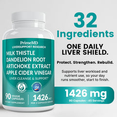 PrimeMD detalle de etiqueta enfatizando ingredientes clave y beneficios