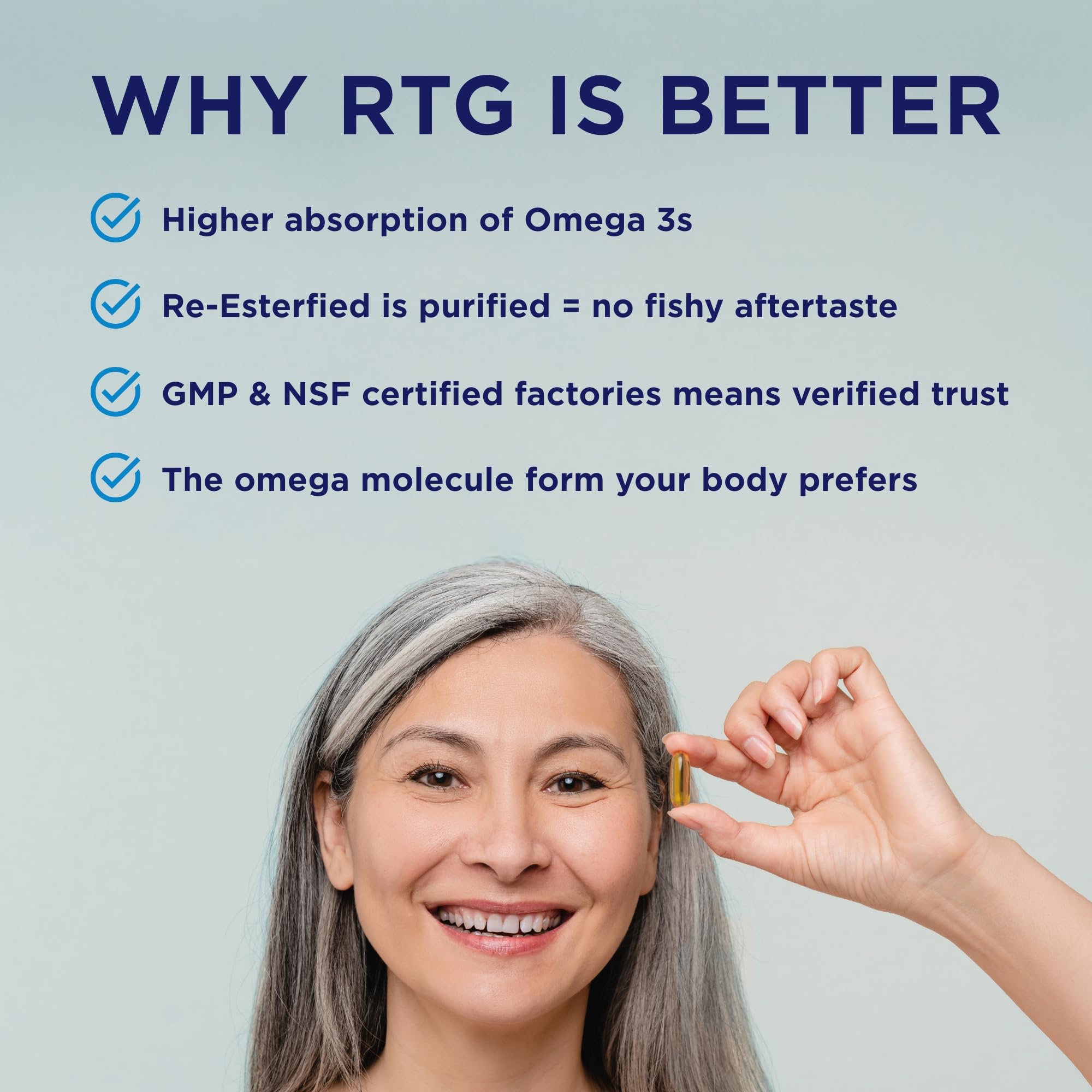 PRN rTG Omega 3 junto a una regla para comparar tamaño del softgel