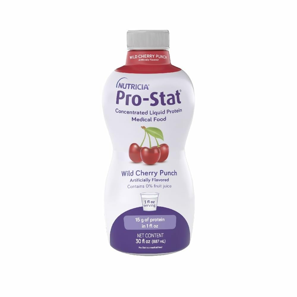Pro-Stat botella frontal Wild Cherry Punch mostrando etiquetado claro y práctico