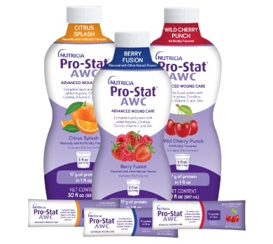 Pro-Stat en uso cuidador sirviendo dosis pequeña para soporte nutricional