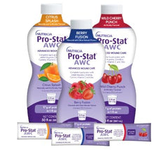 Pro-Stat en uso cuidador sirviendo dosis pequeña para soporte nutricional