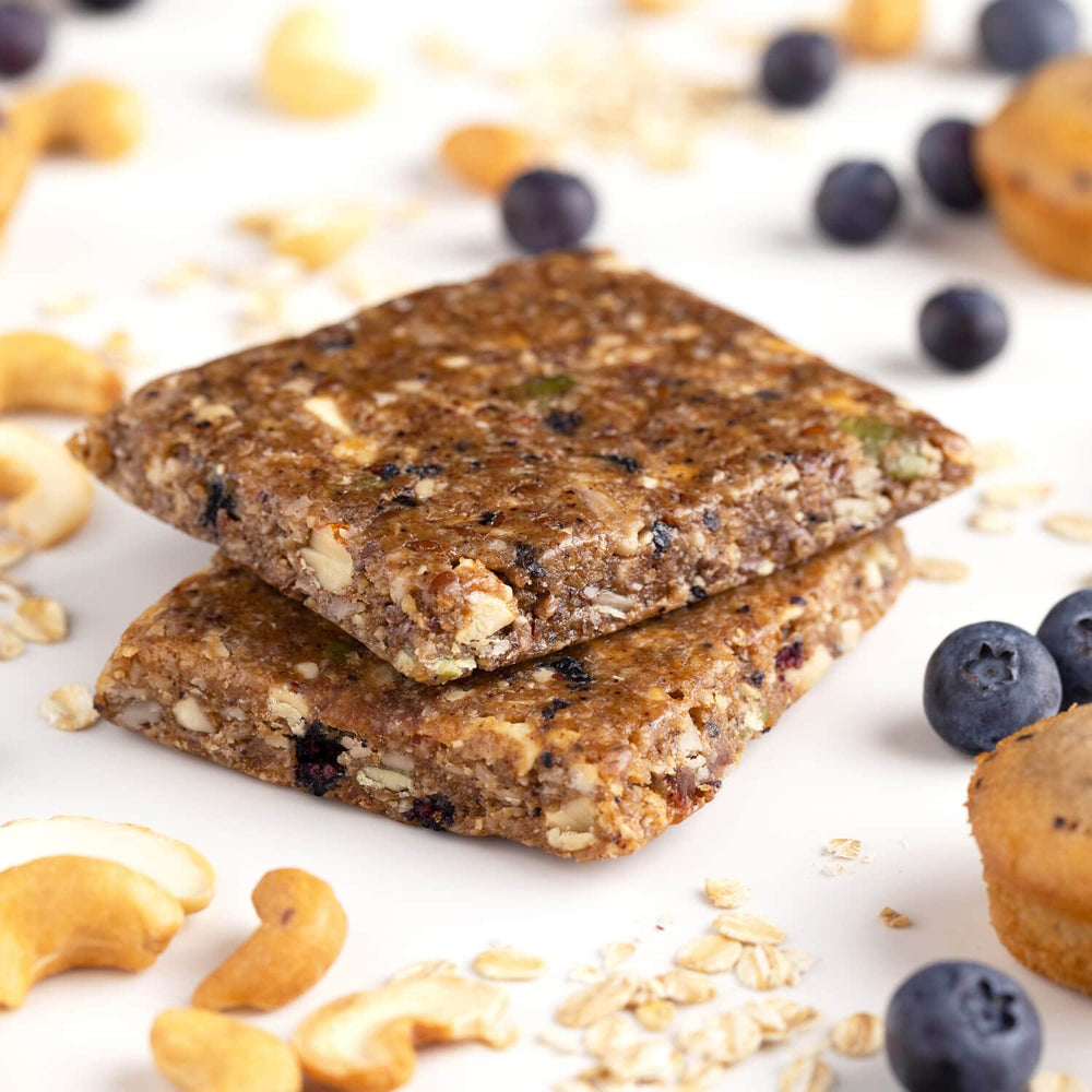 Primer plano textura de PROBAR con avena y frutos secos que aporta saciedad