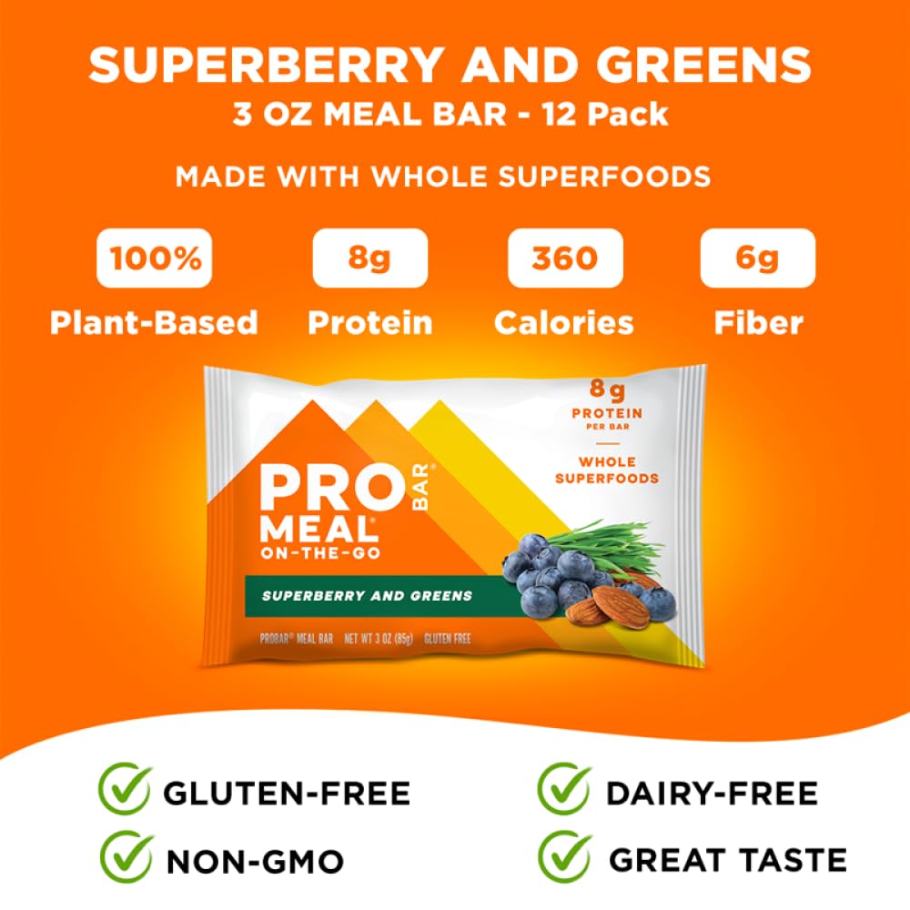PROBAR ingredientes: arándanos, avena y greens, calidad vegetal visible
