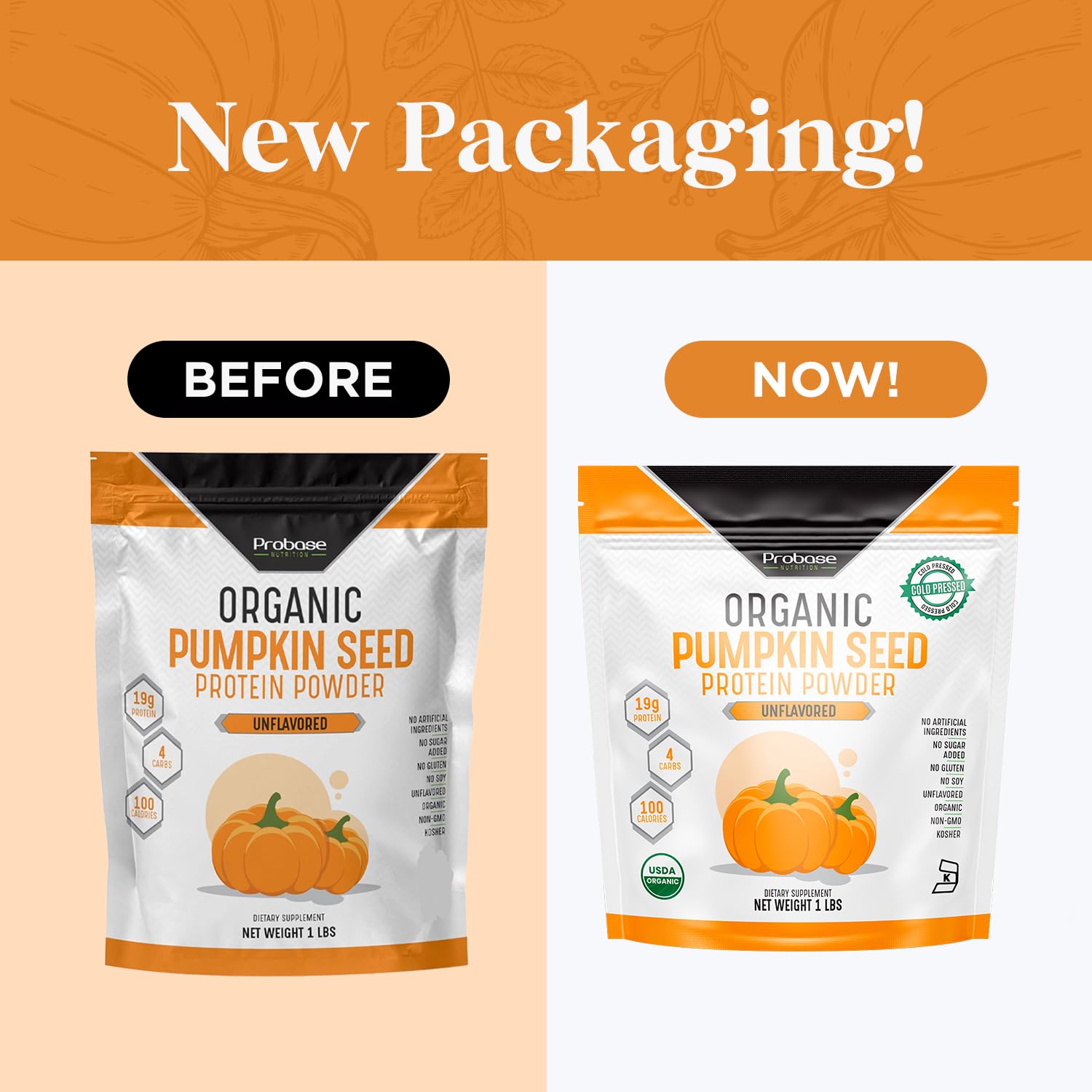 Probase Nutrition comparación tamaño del envase para visualización de porciones