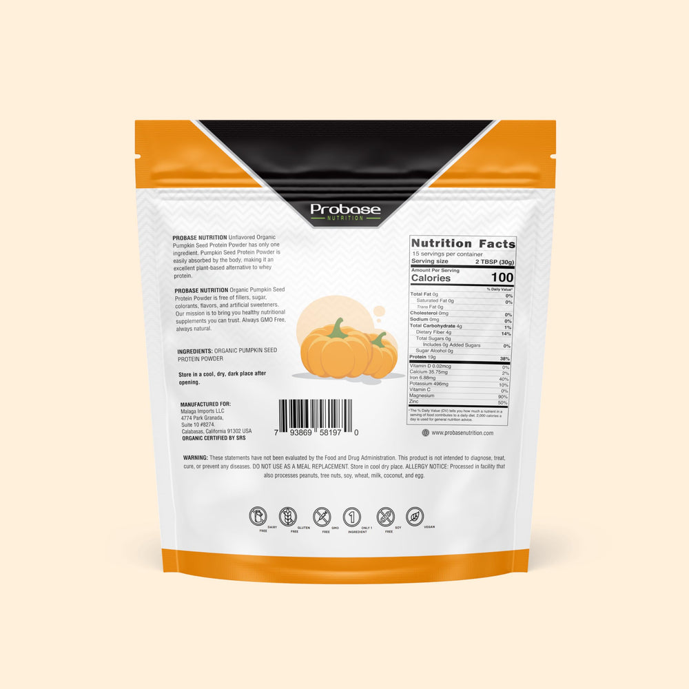 Probase Nutrition semillas de calabaza crudas como origen puro del producto