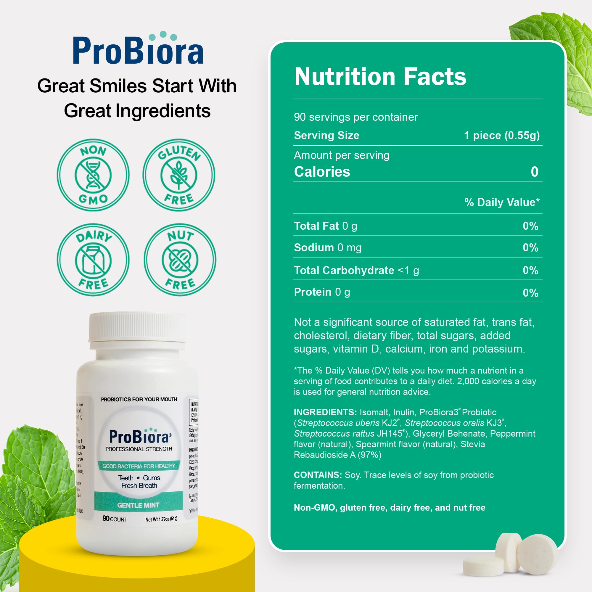 ProBiora Health caja abierta con 90 tabletas para suministro mensual
