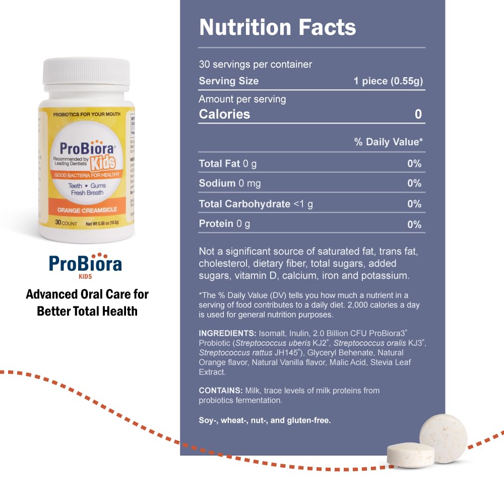 ProBiora Health primer plano de la textura del comprimido masticable