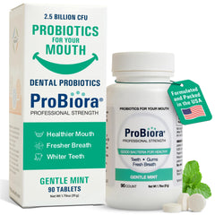ProBiora Health envase frontal mostrando 90 tabletas y beneficio frescor
