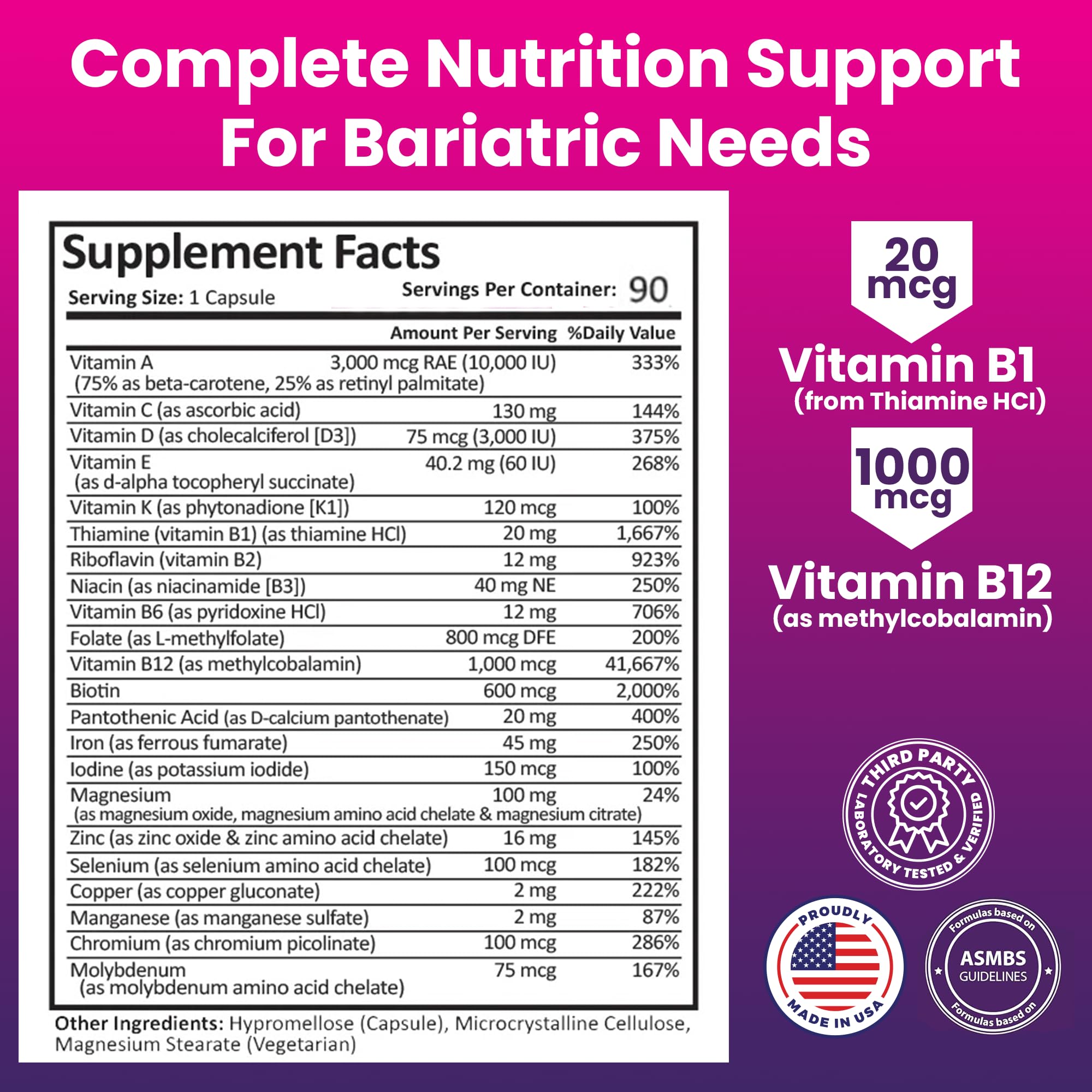 ProCare Health etiqueta con lista de nutrientes y transparencia en ingredientes