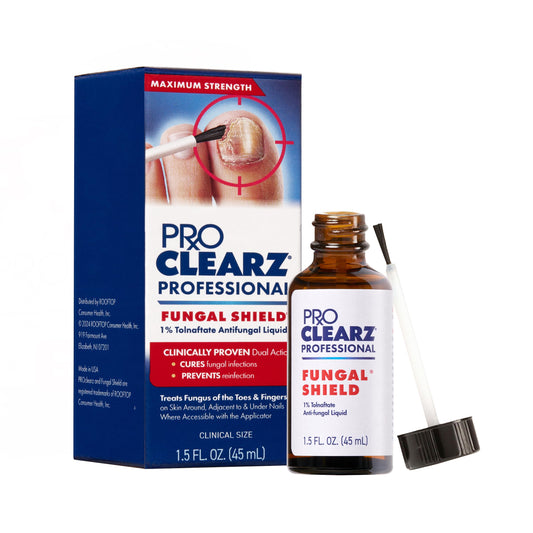 ProClearz frasco frontal mostrando etiqueta y tamaño clínico 45 mL, para confianza