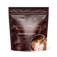 ProDough frontal del envase mostrando sabor Chocolate Mousse y beneficios