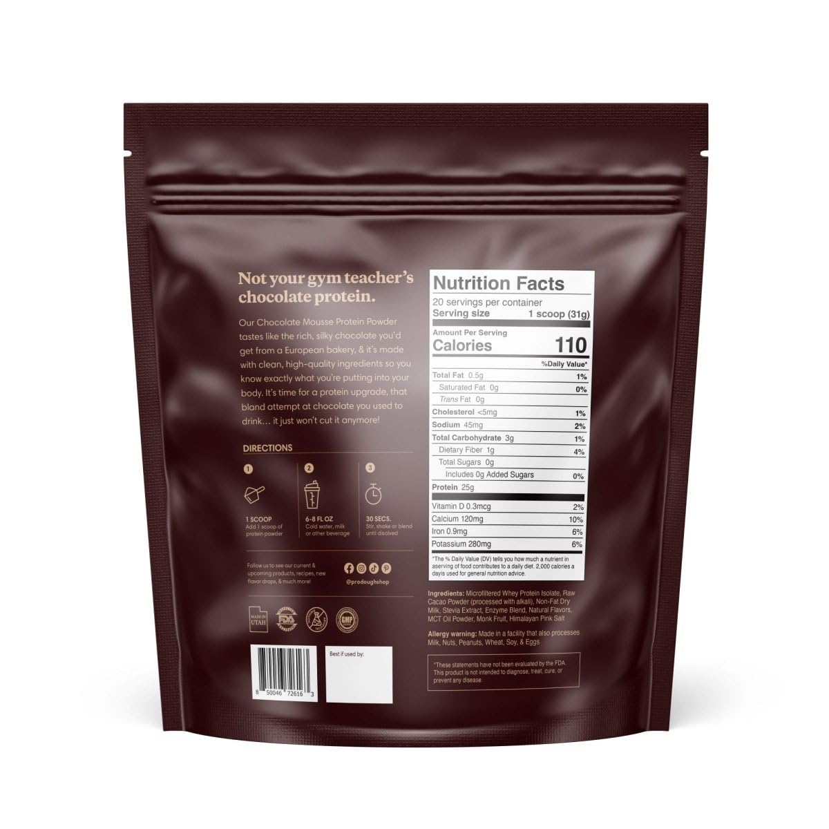 ProDough cuchara con polvo para medir y preparar batido rápidamente
