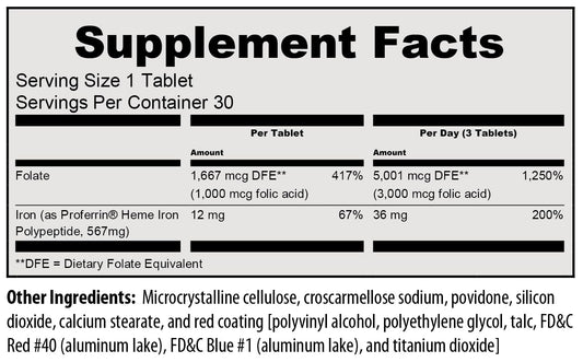 Proferrin tableta en primer plano detalle de textura y fácil digestión