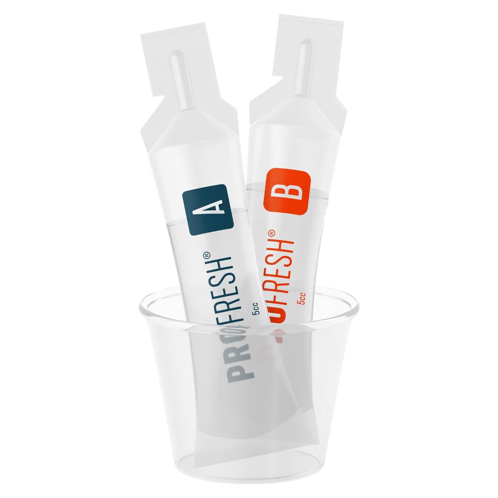 ProFresh enjuague en uso con raspador lingual mostrando frescura duradera