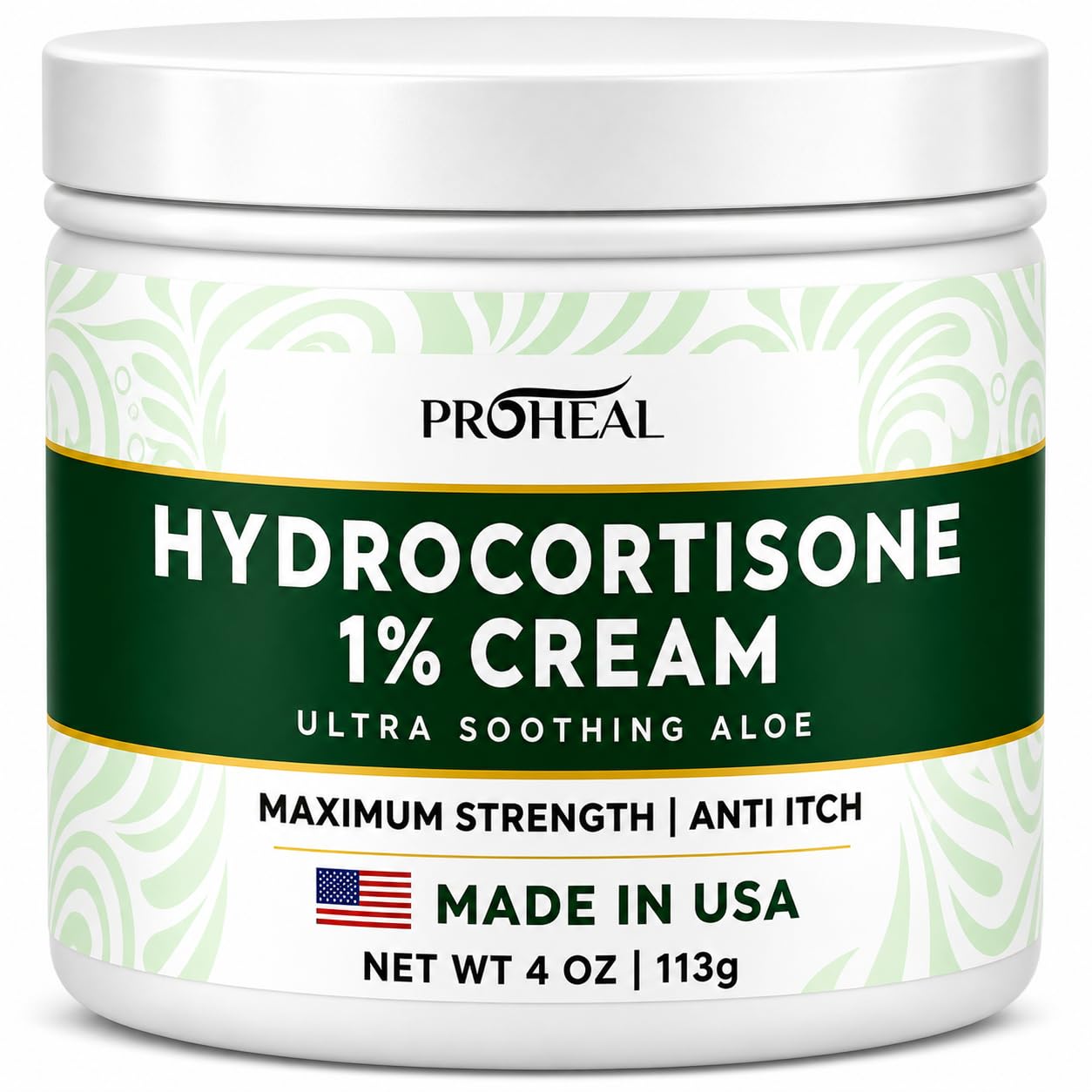 ProHeal envase frontal de crema hidrocortisona 1% para alivio rápido