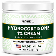 ProHeal envase frontal de crema hidrocortisona 1% para alivio rápido