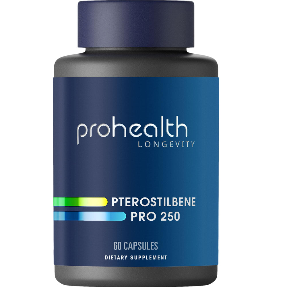 ProHealth frasco frontal de Pterostilbene mostrando presentación y marca