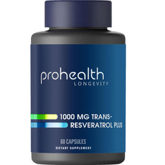 ProHealth resveratrol 1000 mg envase frontal mostrando la marca y potencia