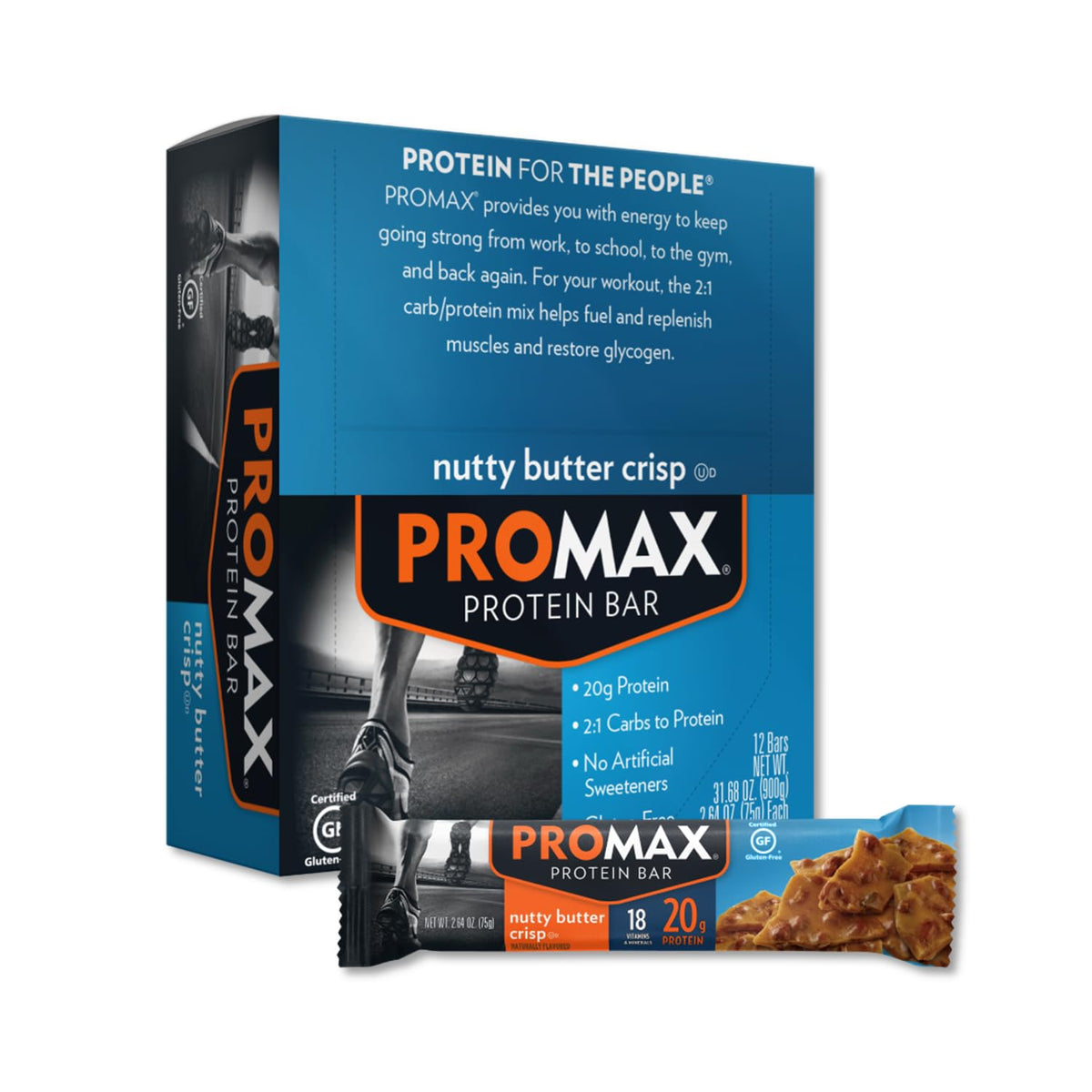 Promax empaque frontal mostrando barra y beneficio proteico para llevar