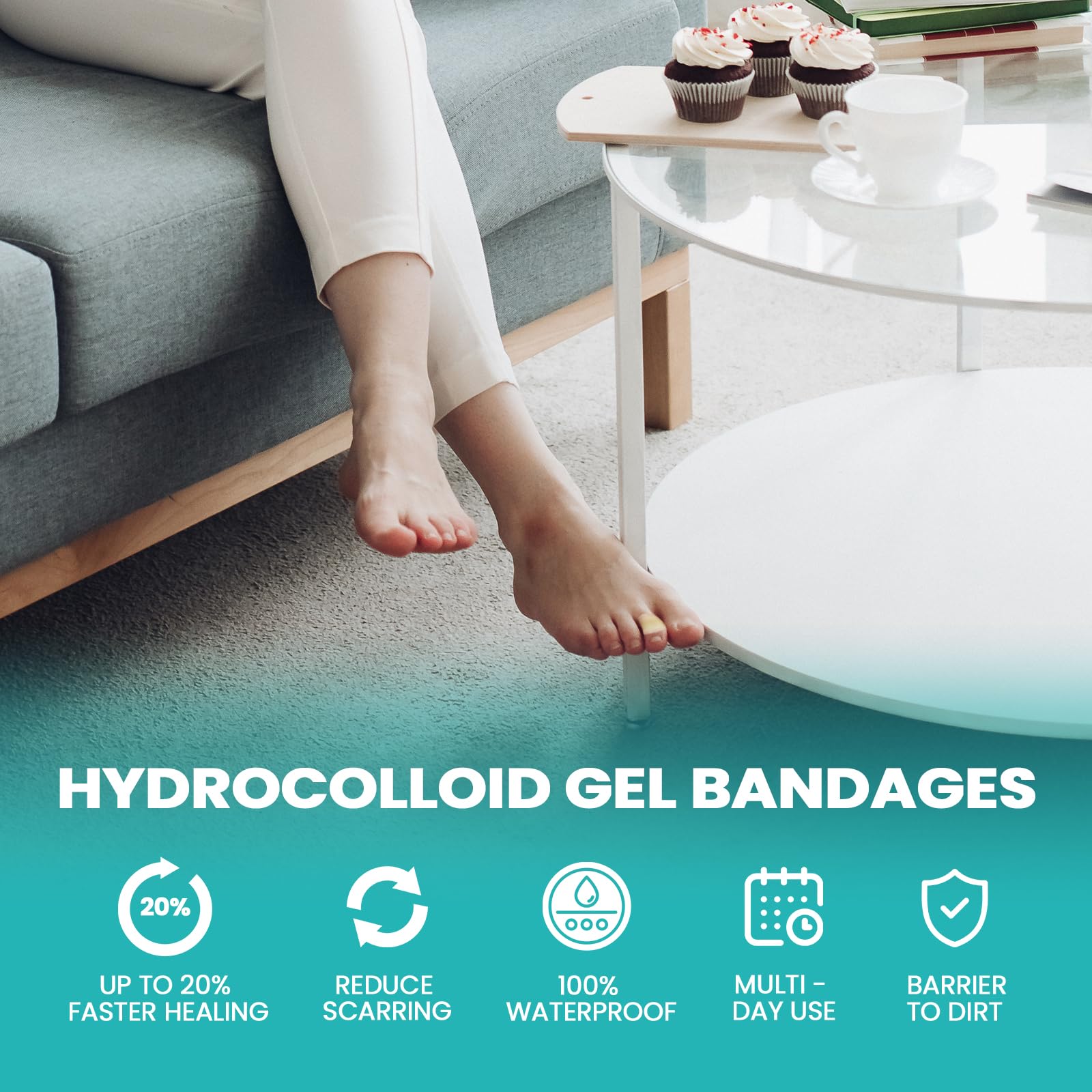 Promifun material hidrocoloide en primer plano, absorción eficaz