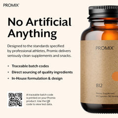 comparativa de tamaño del frasco ProMix B12 junto a objetos cotidianos