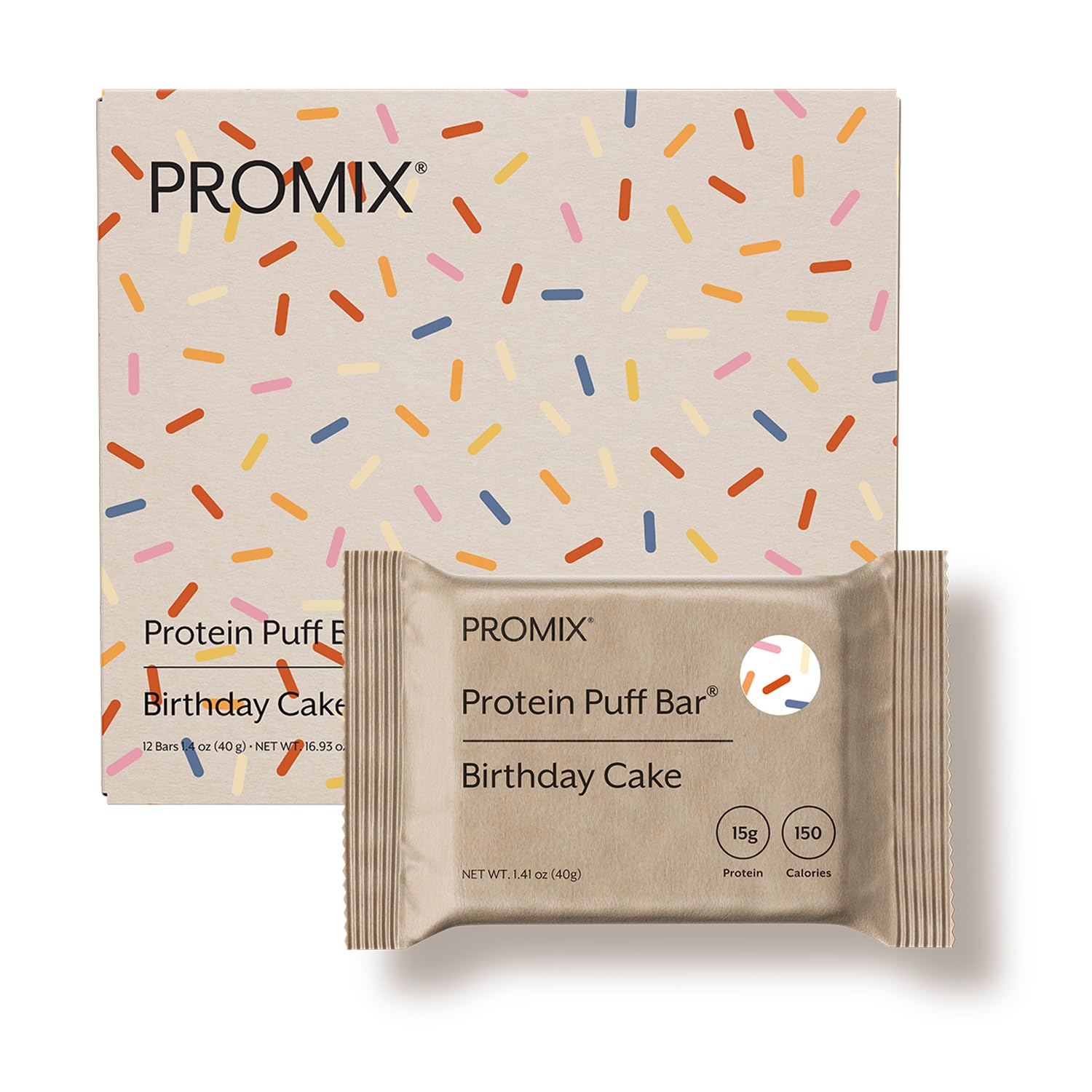 Promix packaging frontal mostrando 12 barras y beneficio proteína alta