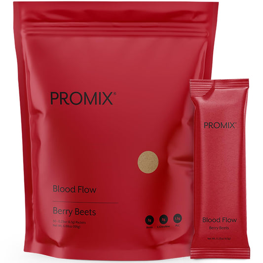 ProMix Blood Flow frente del envase mostrando diseño y tamaño, beneficio: confianza en ingredientes
