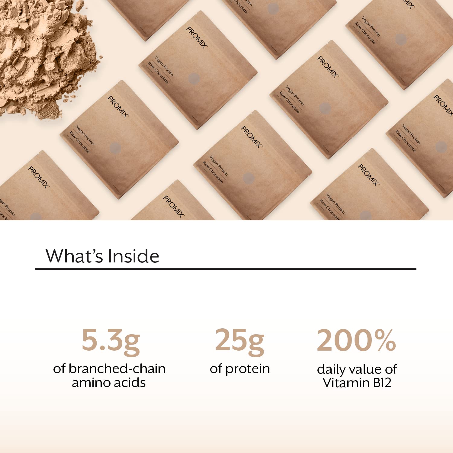 ProMix cacao crudo en primer plano, realzando antioxidantes naturales