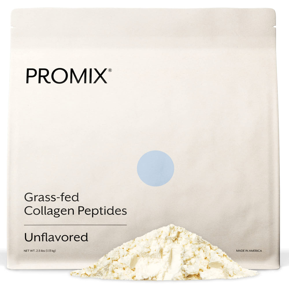 ProMix Nutrition vista frontal del envase mostrando tamaño y etiqueta, conveniencia.