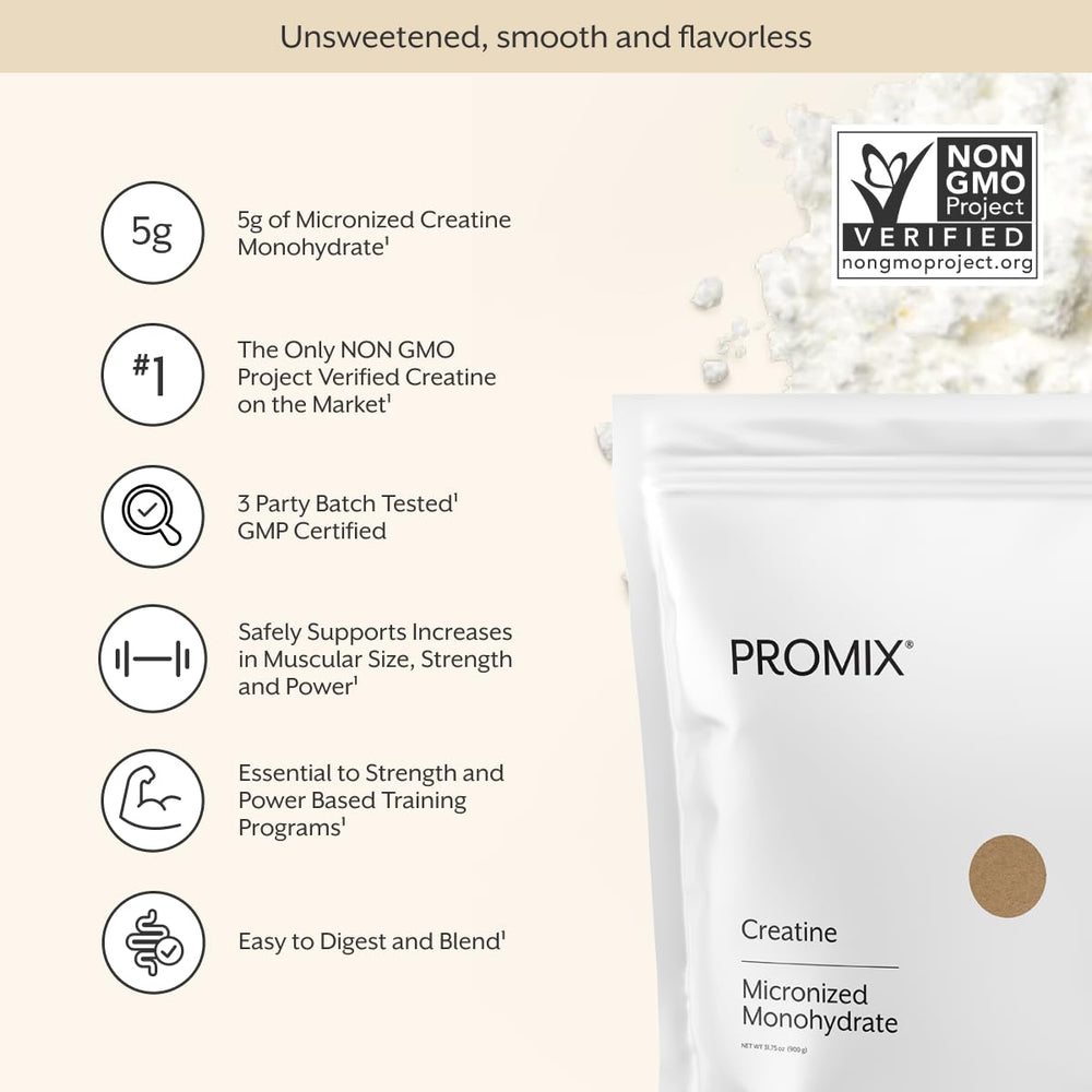 ProMix Nutrition cuchara con polvo mostrando 5 g por servicio