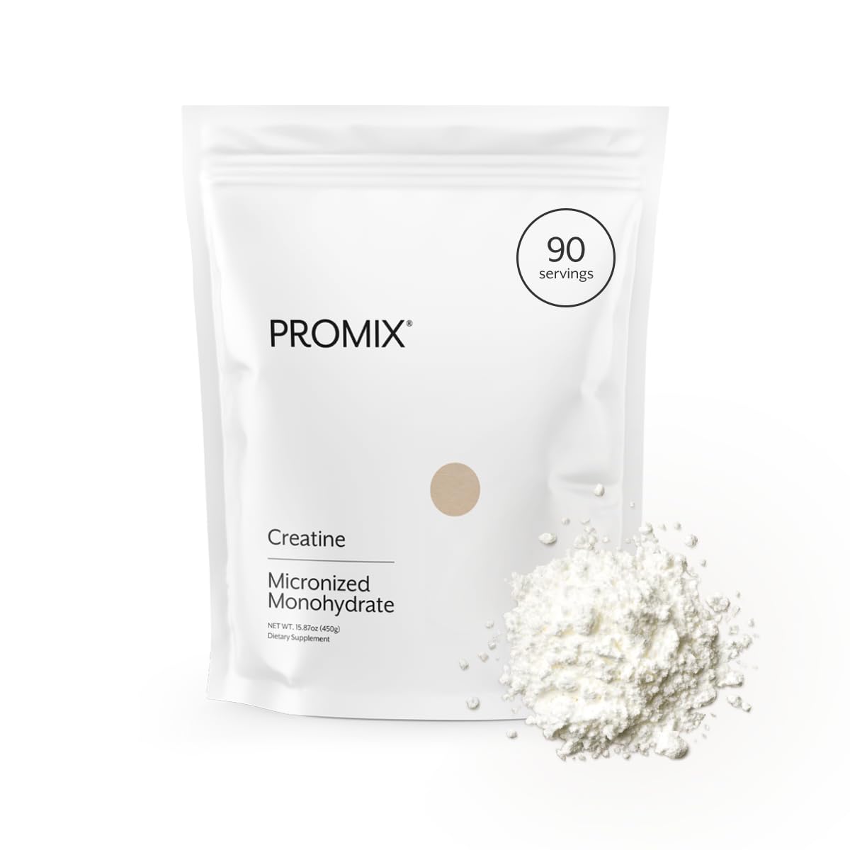 ProMix envase frontal mostrando 90 porciones y diseño limpio, confianza de marca