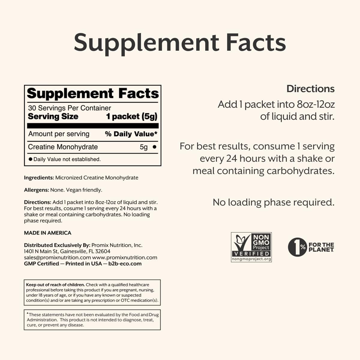 ProMix Nutrition comparación de tamaño del sobre en mano para uso portátil
