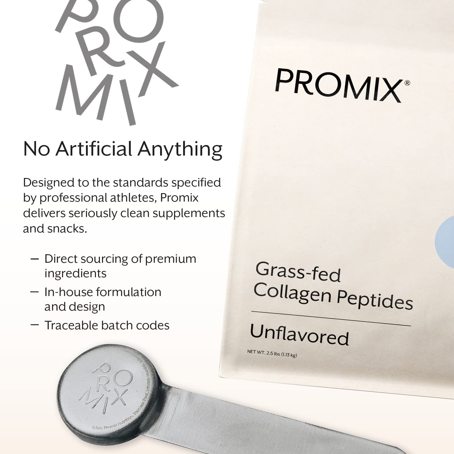 Detalle de la etiqueta ProMix Nutrition con ingredientes, transparencia de calidad.