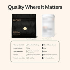 ProMix etiqueta de ingredientes limpia y lista de certificaciones visibles