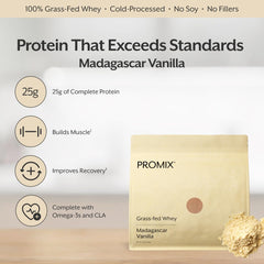 ProMix Nutrition etiqueta nutricional visible, destaca ingredientes limpios y transparencia