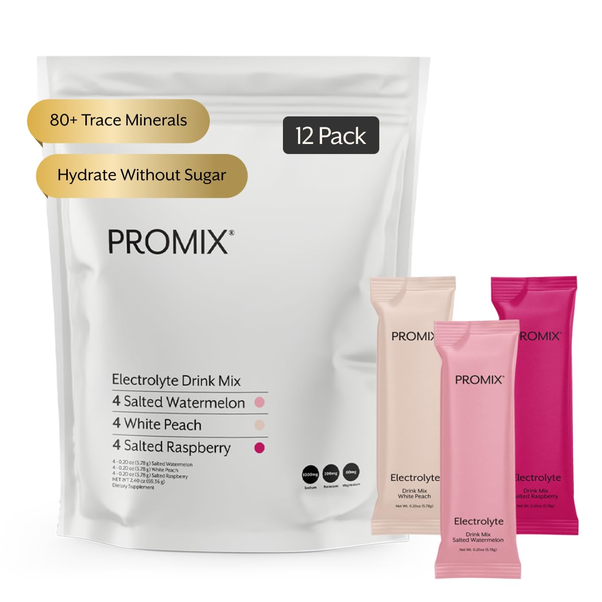 ProMix Nutrition frente del empaque con 12 sobres mostrando variedad y conveniencia