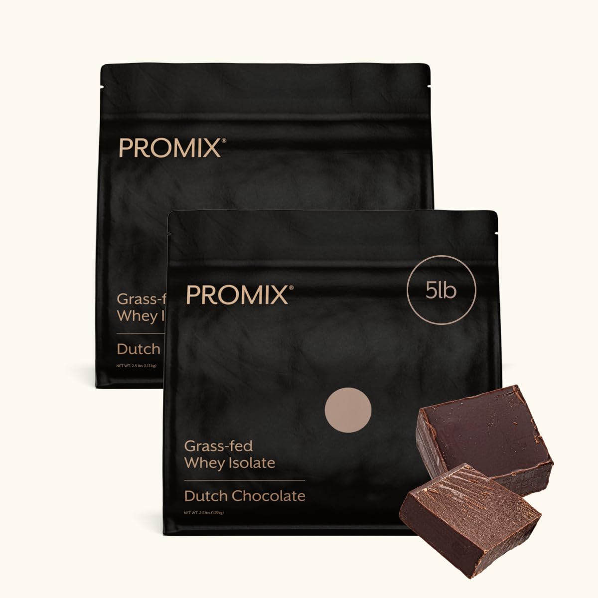 ProMix Nutrition envase frontal chocolate 5 lb, claridad sobre ingredientes y tamaño