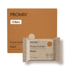 ProMix Nutrition frente de la caja maple mostrando 12 barras y beneficio práctico