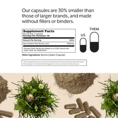 ProMix Nutrition cápsulas en mano para comparar escala y cantidad por porción