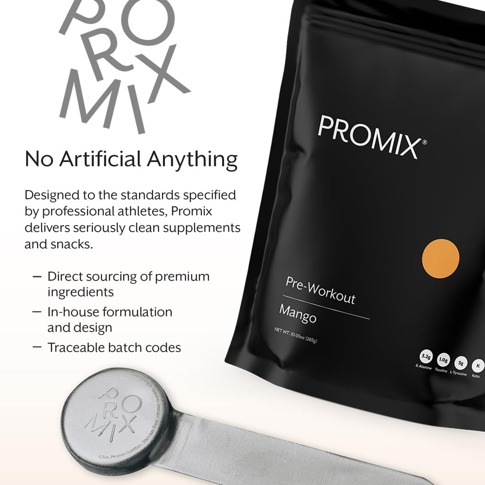 ProMix Nutrition lata junto a mano para comparación de tamaño y servicios