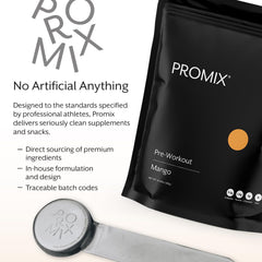 ProMix Nutrition lata junto a mano para comparación de tamaño y servicios