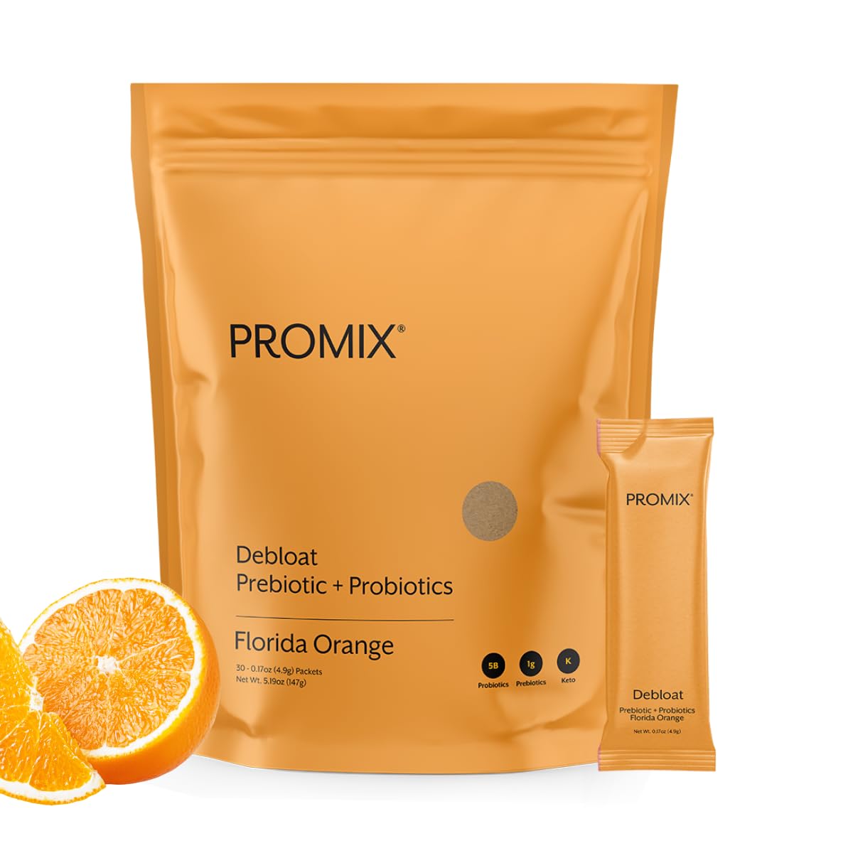 ProMix Nutrition envase frontal mostrando sabor Florida Orange y claridad de marca