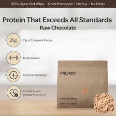 Detalle de la etiqueta ProMix Nutrition con ingredientes transparentes y origen