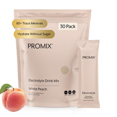ProMix Nutrition empaque frontal durazno blanco mostrando diseño y servidos
