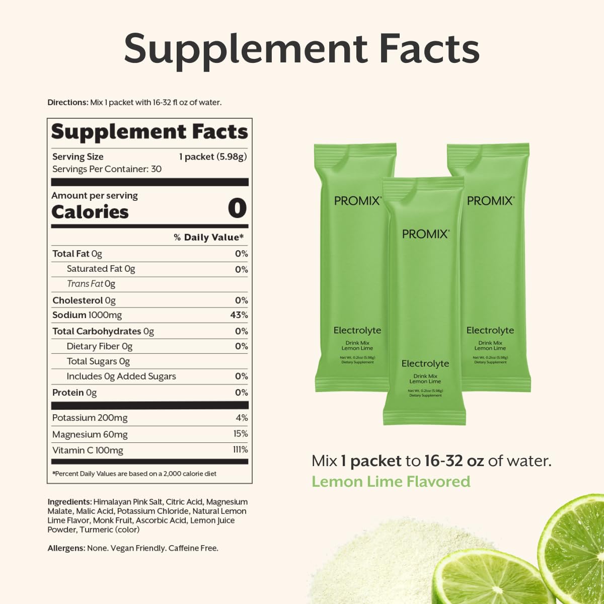 Etiqueta de ProMix Nutrition con ingredientes trazables y garantía de calidad