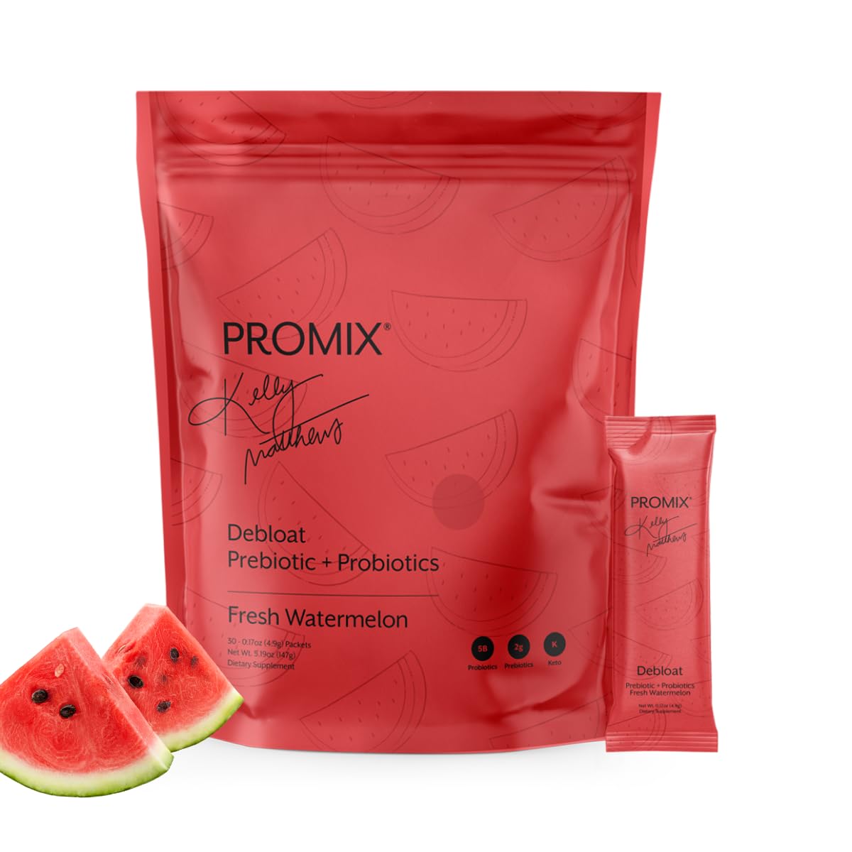 ProMix Nutrition frontal del envase mostrando 30 sobres y sabor sandía, ideal para llevar